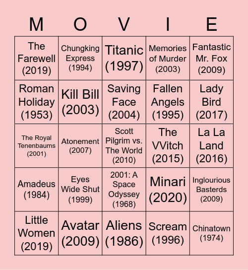 calvin likes some dumb films Bingo Card