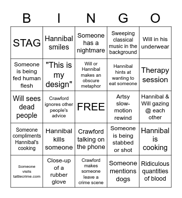 Hannibal Bingo Card