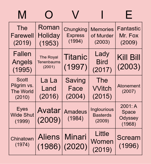 calvin likes some dumb films Bingo Card