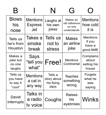 Week 1 Bingo Card