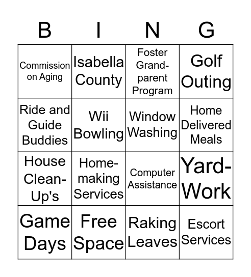 Commission on Aging Bingo Card