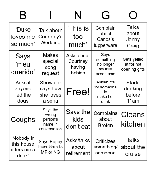 Dona Xmas BINGO Card