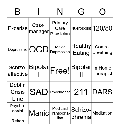 Deblin's Bingo Card
