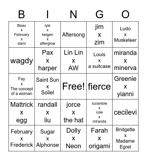 yaoi + yuri +(two exceptions) Bingo Card