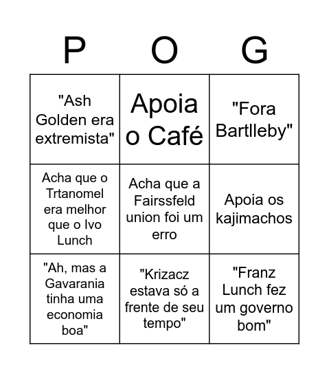 Pog smp Bingo Card