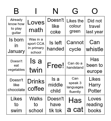 GUITAR BINGO BANGO Bingo Card