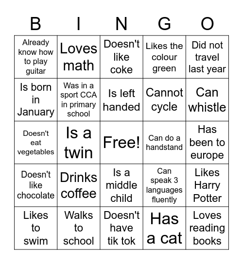 GUITAR BINGO BANGO Bingo Card