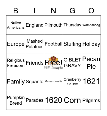 Thanksgiving Bingo Card