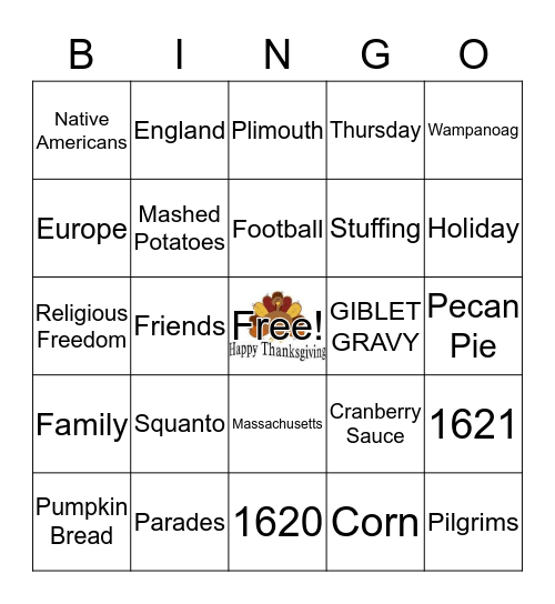 Thanksgiving Bingo Card