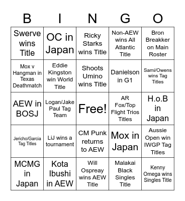 Caleb Bingo 2023 Bingo Card