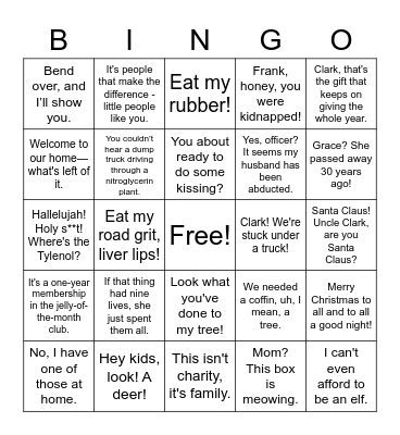 National Lampoon's Christmas Vacation Bingo Card