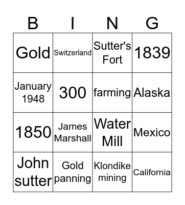 Pioneer Bingo Card