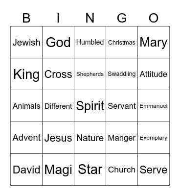 Christmas Sermon Bingo Card