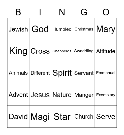 Christmas Sermon Bingo Card