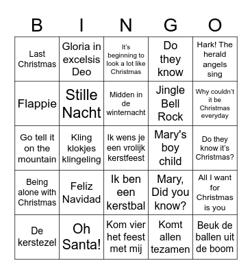 Kerst Muziek Bingo Card