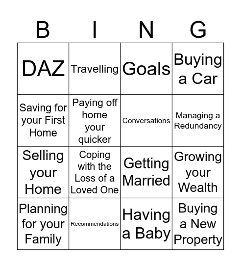 A-Z Review Bingo Card