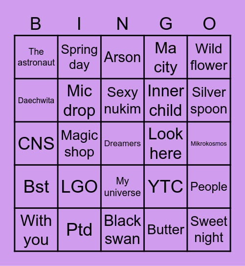 AlitaSana5 Bingo Card