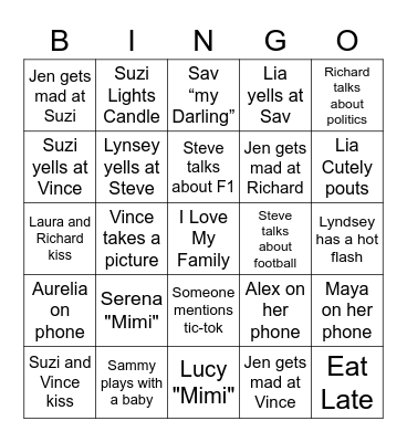 Family Bingo Card