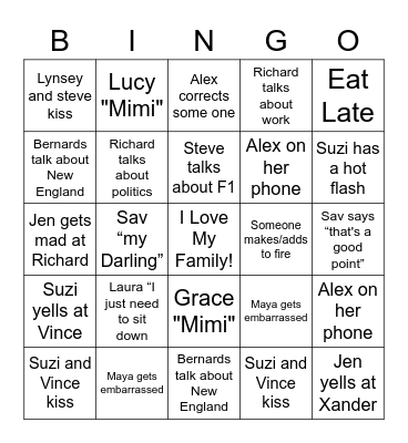 Christmas Family Bingo Card