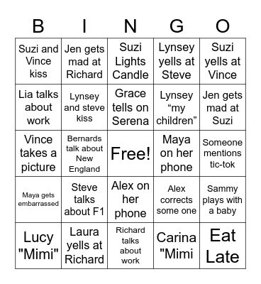 Family Christmas Bingo Card