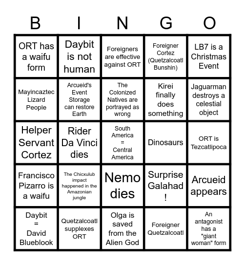 Questverse's Lostbelt 7 Bingo! Bingo Card