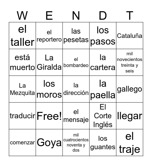 SP 4 Midterm Exam - 2015 Bingo Card