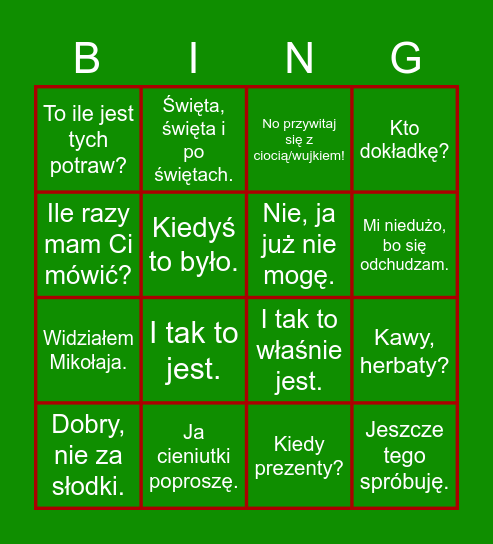 I Edycja Bingo w Domu Wariatów 2022 Bingo Card