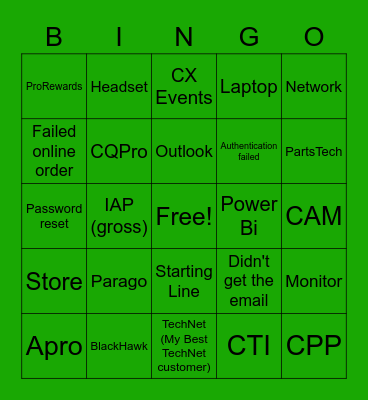 ProSupport Bingo Card