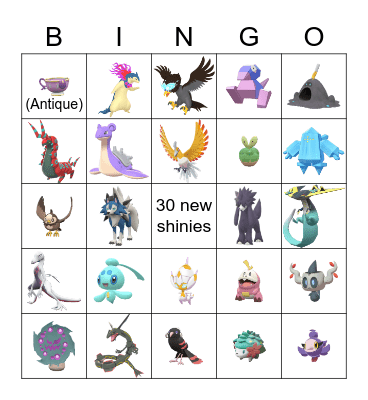 2023 Shiny Bingo Card