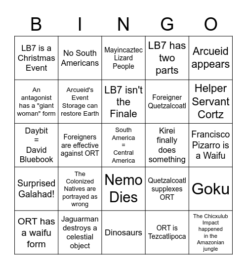 Questverse's LB7 Bingo Card