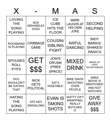 EVE OF THE EVE BINGO Card