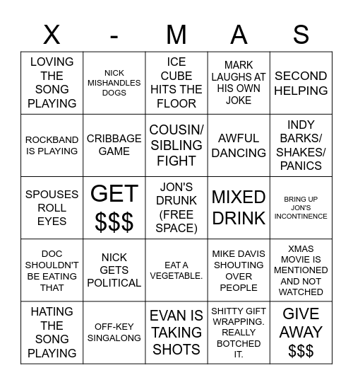 EVE OF THE EVE BINGO Card