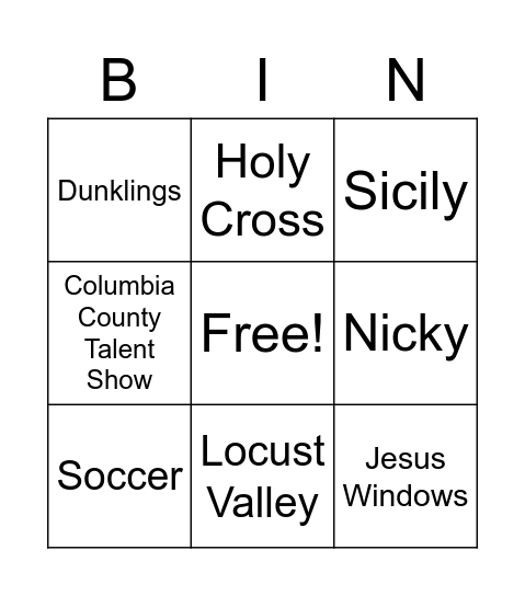 Donnellan Day Bingo #3 Bingo Card