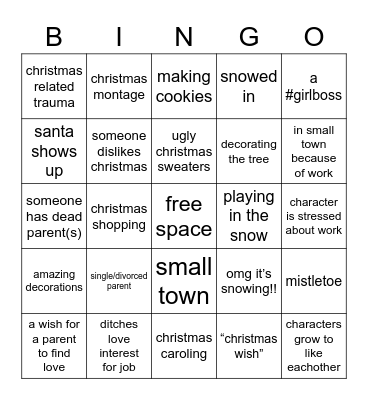 christmas movie bingo Card