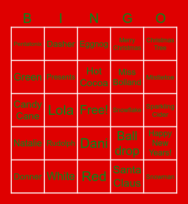 New years/Christmas bingo Card