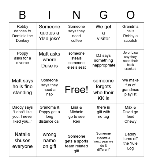 Christmas Bingo Card