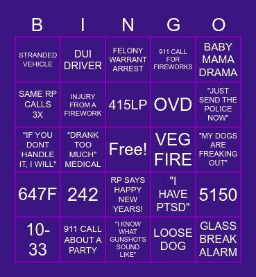 DISPATCH NEW YEARS EVE Bingo Card