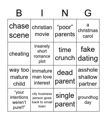 Bad Christmas Movies Bingo Card