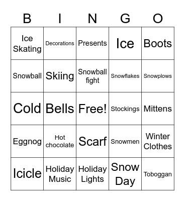 Winter Themed Bingo Card