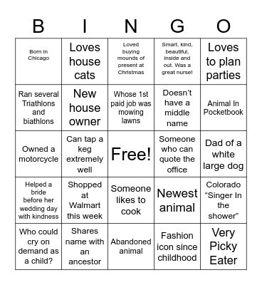 What Do You Know? Bingo Card