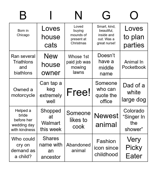 What Do You Know? Bingo Card