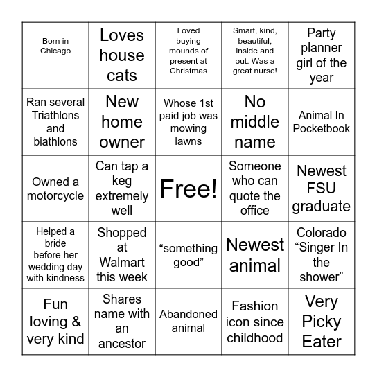 What Do You Know? Bingo Card