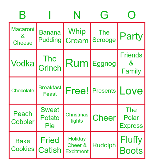 Eat & Be Merry Bingo Card
