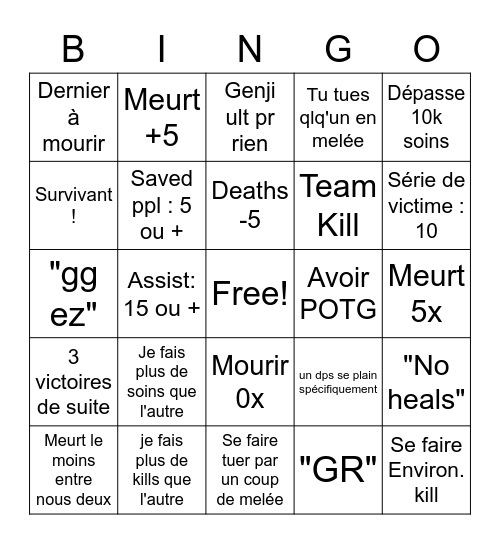 Support Bingo Card