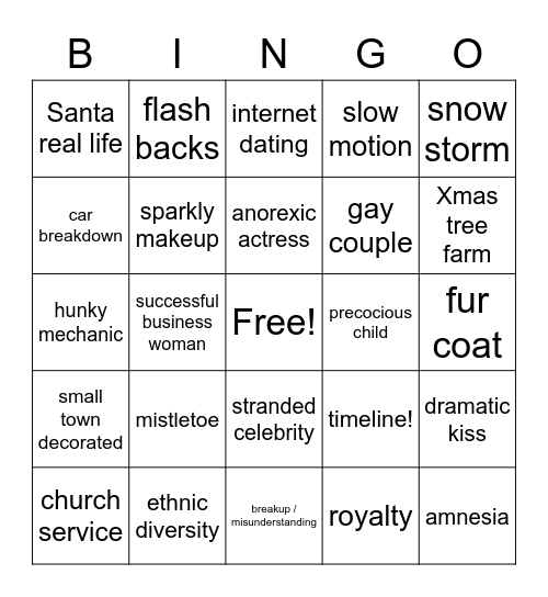 Christmas Movies Bingo Card