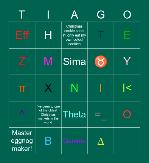 Jingle Mingle Bingo Card