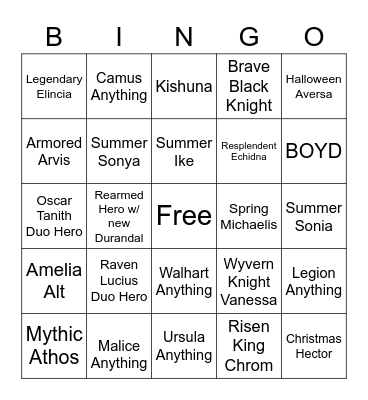 2023 FEH Wishlist Bingo Card
