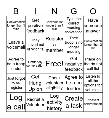 Call-A-Thon Bingo Card