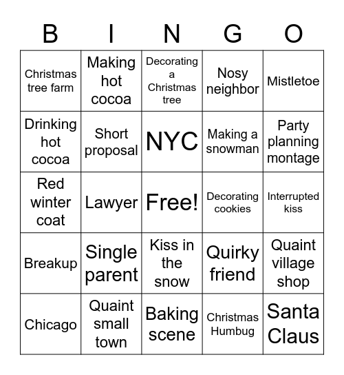 Hallmark Bingo Card