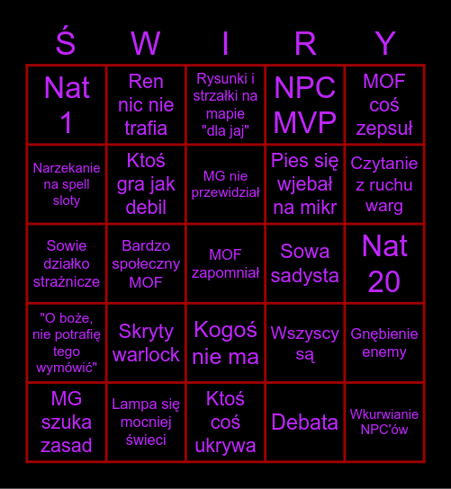 ŚWIRY Z PRZYPADKU Bingo Card